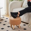 KTMBDW Storage Ottoman, Modern Round Footrest with Soft Padded Seat, Teddy Velvet Footstool with Wood Legs,Accent Small Table for Hallway, Living Room - 4 of 4