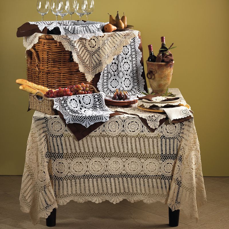 Saro Lifestyle Handmade Crochet Cotton Lace Table Linens, 2 of 3
