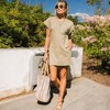 Amaryllis Women's Slub Knit Pocket T-Shirt Dress Short Sleeve Crew Neck Casual Loose Fit Knee Length Relaxed Dress Front Pocket - 4 of 4