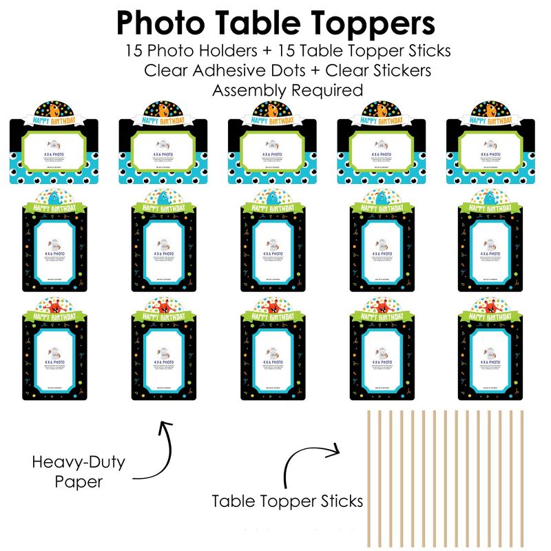Big Dot of Happiness Monster Bash - Little Monster Birthday Party Picture Centerpiece Sticks - Photo Table Toppers - 15 Pieces, 5 of 8