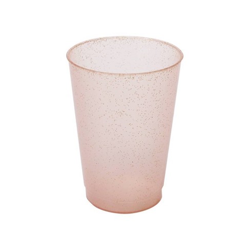 Clear Glitter Reusable Plastic Cold Cups, 24 Oz & 16 Oz, Set of 5 Cups 