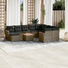 vidaXL 11 Piece Patio Sofa Set with Cushions - Gray Poly Rattan - 2 of 4