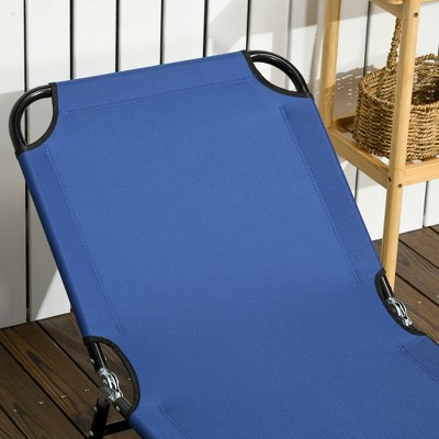 Blue Steel Frame Folding Chaise Lounge Set with Adjustable Backrest
