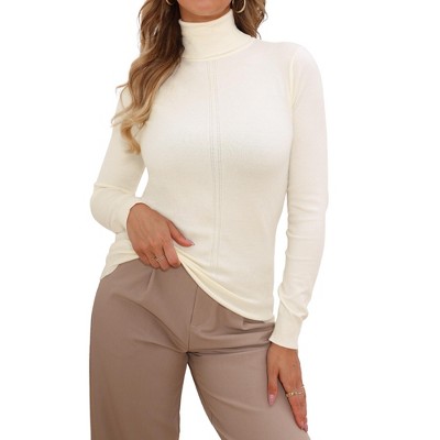 INSPIRE CHIC Women's Mock Neck Long Sleeve Ribbed Casual Sweater