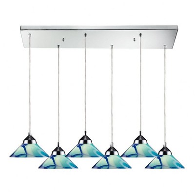 Polished Chrome 6-Light LED Pendant with Satin Glass Shades