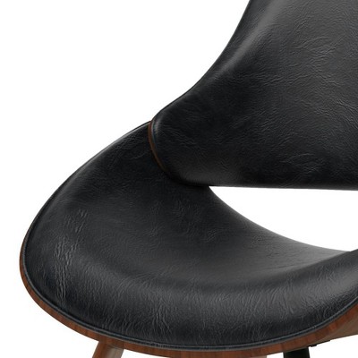 Mid-Century Modern Black Faux Leather Upholstered Side Chair