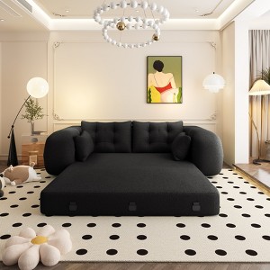 ORRD 3-in-1 Foldable Dog Bed & Human Sofa, 78.7" Multi-Functional Foam Sleeper, Convertible Floor Couch for Living Room, Guest Bed, Playroom, Beige - 1 of 4