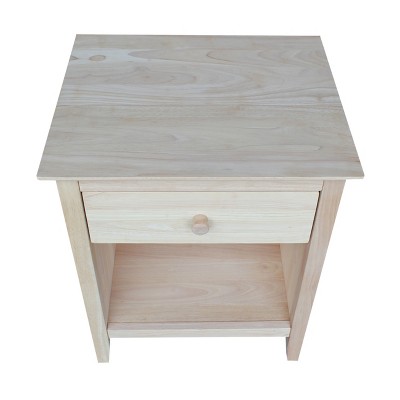 Light Wood 1-Drawer Nightstand with Tapered Legs