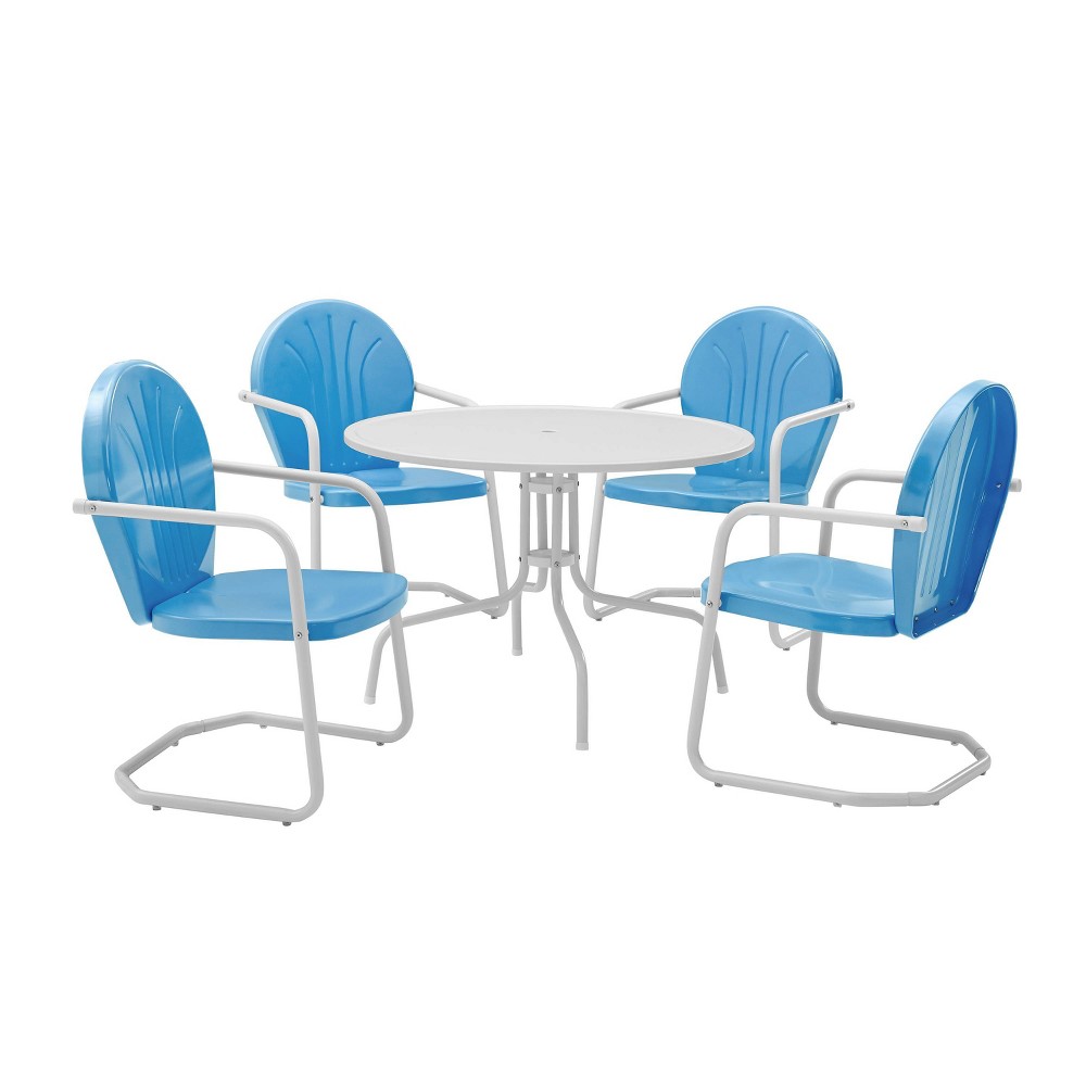 Photos - Garden Furniture Crosley Griffith 5pc Outdoor Dining Set - Sky Blue - : Steel Frame, UV-Resi 