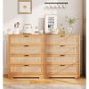 Tall Rattan 4-Drawer Dresser - Spacious Wood Top, Easy Assembly for Bedroom & Living Room - 2 of 4