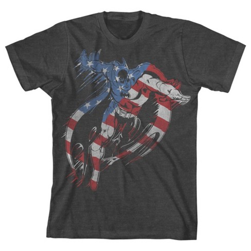 Batman American Flag Superhero Silhouette Youth Charcoal Heather ...