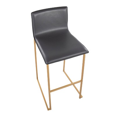 Elegant Stainless Steel and Grey Faux Leather Barstools, Set of 2