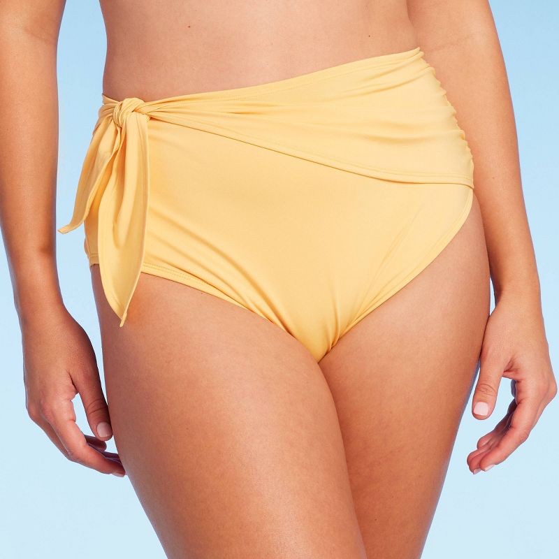 Women&#39;s Sash Tie High Waist Medium Coverage Bikini Bottom - Kona Sol&#8482; Yellow, 5 of 7