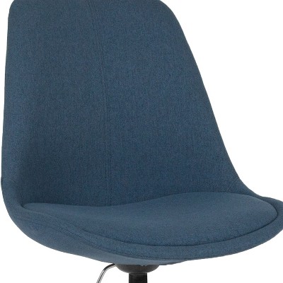 Blue Fabric Mid-Back Swivel Office Chair with Chrome Base