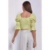 Slickblue Crinkle Texture Scoop Neck Crop Top, Puff Sleeves, Women’s Casual Top, Lemonade/Lavender, Size S/M/L - 3 of 3