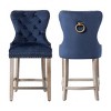 WestinTrends 24" Tufted Upholstered Velvet Bar Stool with Metal Footrest (Set of 2) - 3 of 4