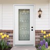 Durable 36 in. x 80 in. Full Lite Decorative Glass Right Hand Inswing Fiberglass Front/Exterior Door- Finished White - 2 of 4