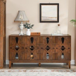 60.5" Mid Century Modern Sideboard Buffet Cabinet With Adjustable Storage, Media Console Table With 4 Doors And Shelves-Maison Boucle - 1 of 4
