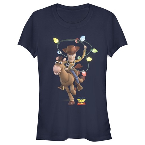 Juniors Womens Toy Story Christmas Light Woody Lasso T-Shirt - image 1 of 3