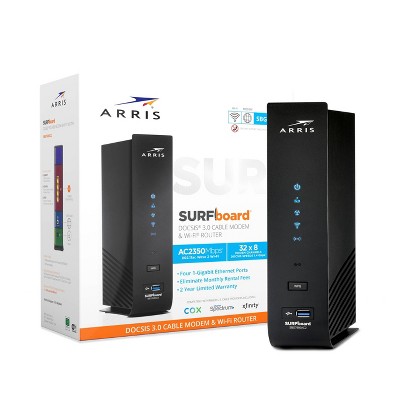 ARRIS SURFboard 32x8 DOCSIS 3.0 Wi-Fi Cable Modem, Model SBG7600 (Black)