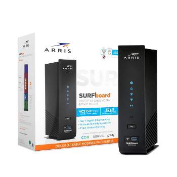 ARRIS SURFboard 32x8 DOCSIS 3.0 Wi-Fi Cable Modem, Model SBG7600 (Black)