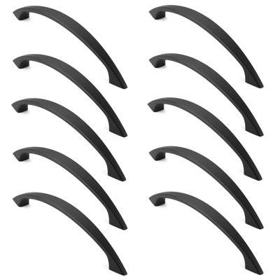 Matte Black Steel Arch Cabinet Pulls with Mounting Hardware, 10 Pack