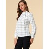 INSPIRE CHIC Women's Bow Tie Neck Keyhole Back Grid Checks Office Work Blouses - 4 of 4