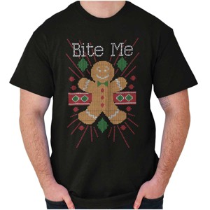 Ugly Christmas Bite Me Gingerbread Man Graphic T Shirt Men or Women Brisco Brands - 1 of 4
