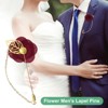 Unique Bargains Wedding Camellia Flower Lapel Pin with Leaf Brooch for Men Suit 10 Pcs - 4 of 4