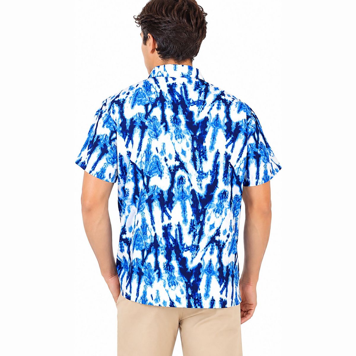 LA LEELA Mens Hawaiian Shirts Short Sleeve Button Down Shirt Men's Summer Shirts Casual Beach Holiday Hawaii Island Shirts Funny 3XL Blue,Tie Dye - thumbnail 2