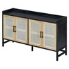 Sapphtopaz 60" Rustic Decorative Storage Cabinet Sideboard Buffet Cabinet with Storage Pantry Cabinet with Rattan Doors for Entryway, Living Room - 3 of 4