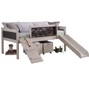 Donco Kids Art & Play Novelty Twin White Wash Junior Low Loft With Toy Boxes - 1 of 4