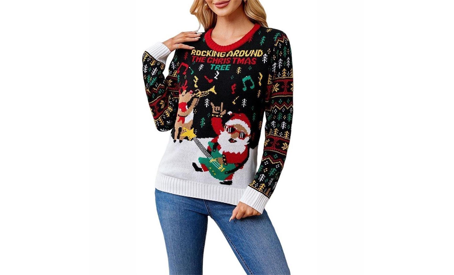 Ugly Christmas Sweaters for Women Cute Fuzzy Funny Holiday Party Knitted Pullover Sweater Fall Winter Warm Sweatshirt