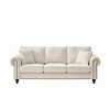 86" Modern 3-Seater Chenille Sofa with Rolled Arms, Wood Legs & Nailhead Trim - 3 of 4