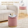 KTMBDW Set of 2 Round Velvet Storage Ottomans – Upholstered Vanity Stool, Footrest, Side Table with Removable Lid for Living Room & Bedroom - 2 of 4