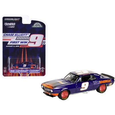 1969 Chevrolet Camaro #9 "Chase Elliott" Purple Metallic w/Flames "Hobby Exclusive" Series 1/64 Diecast Model Car by Greenlight