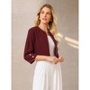 INSPIRE CHIC Women's Collarless 3/4 Sleeve Open Front Button Decor Cuff Cropped Jacket - 4 of 4