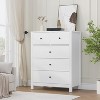 5 Drawer Tall Dresser for Bedroom with Deep Storage Drawers, Modern Wood Grain Chest with Metal Knobs, Narrow Vertical Clothes Organizer, White - 3 of 4