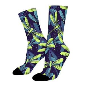 Dragonflies Women Printed Crew Socks Funny Funky Socks Soft Polyester Novelty Gifts for Artists Men - 1 of 1