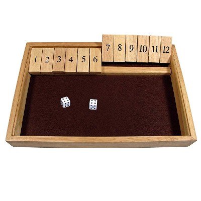 WE Games Deluxe Dice Board Game – 12 Number Flip Tiles with Natural Wooden Box – Large, 14 inches