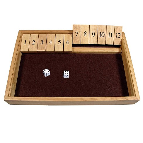 Sterling Games 14 Inches Shut The Box Game for 4 Players Family Dice Game with 12 Numbers Box Nautical Themed Large Wooden Game Board