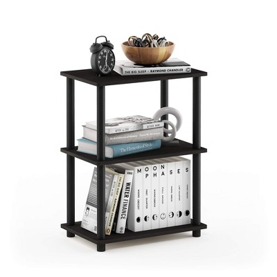 Espresso Black 3-Tier MDF and PVC Living Room Bookshelf