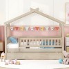 Twin Size Wooden House Bed with Twin Size Trundle, Children House Bed with Spacious Storage and Headboard, Bed with Wood Frame-Baofuwish - 3 of 4