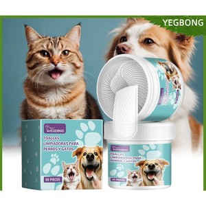 50Pcs Pet Dental Teeth Cleaning Finger for Dogs & Cats Pet Dental Finger Cloth teeth cleaning dental finger, Removes Buildups & Freshens Breath - 1 of 4