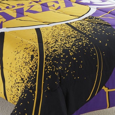 Twin Purple Microfiber Down Alternative Lakers Bedding Set