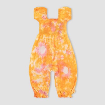 Burt's Bees Baby® Girls' Tie-Dye Smocked Jumpsuit - Light Pink 0-3M