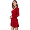 Coolmee Women's Spring Fall Pleated Mini Dress Long Sleeve Ruffle Causal Short Dress - 3 of 4