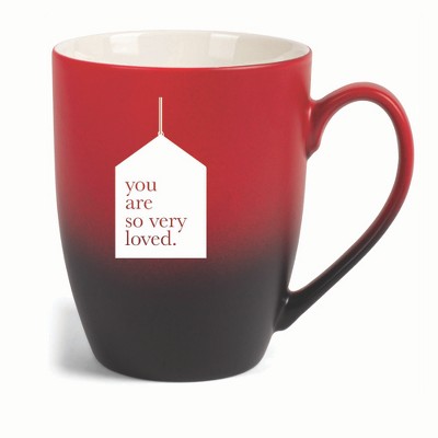 Elanze Designs You Are So Very Loved. Two Toned Ombre Matte 10 ounce New Bone China Coffee Tea Cup Mug, Red and Black