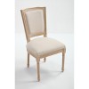 Gulches Set of 2 French Country Dining Chairs, Beige Cotton Linen Upholstery with Padded T-back, Carved Solid Wood Frame - 4 of 4