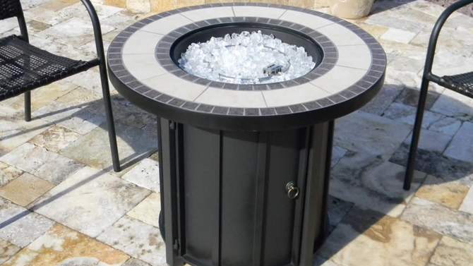 Round Tile Top Outdoor Fire Pit - AZ Patio Heaters, 2 of 7, play video